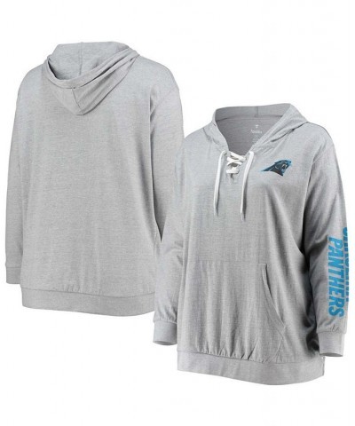 Women's Plus Size Heathered Gray Carolina Panthers Lace-Up Pullover Hoodie Heathered Gray $22.40 Sweatshirts