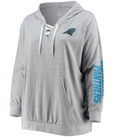 Women's Plus Size Heathered Gray Carolina Panthers Lace-Up Pullover Hoodie Heathered Gray $22.40 Sweatshirts