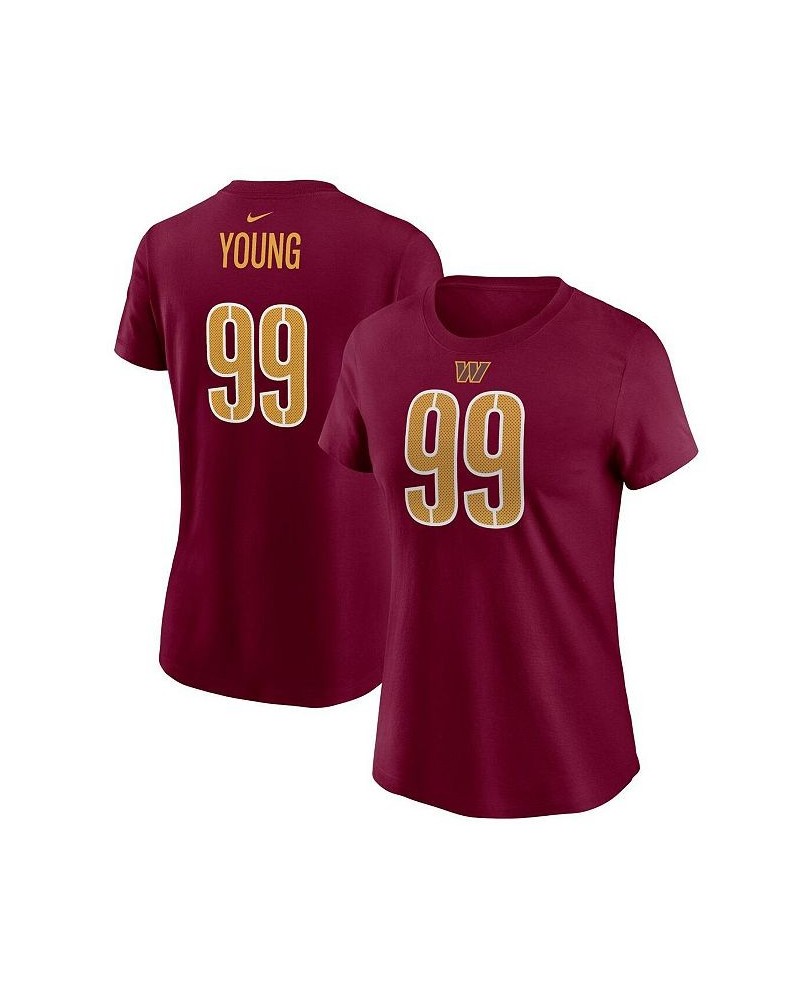 Women's Chase Young Burgundy Washington Commanders Player Name and Number T-shirt Burgundy $29.99 Tops