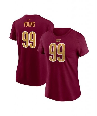 Women's Chase Young Burgundy Washington Commanders Player Name and Number T-shirt Burgundy $29.99 Tops
