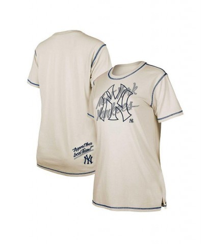 Women's White New York Yankees Team Split T-shirt White $26.99 Tops