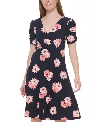 Women's Surplice-Neck Fit & Flare Dress Sky Captain/bloom $54.18 Dresses