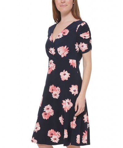 Women's Surplice-Neck Fit & Flare Dress Sky Captain/bloom $54.18 Dresses