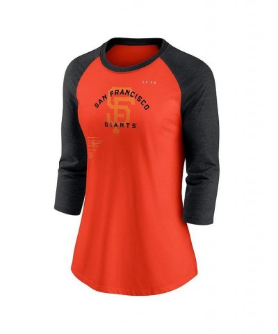 Women's Orange Black San Francisco Giants Next Up Tri-Blend Raglan 3/4-Sleeve T-shirt Orange, Black $29.69 Tops