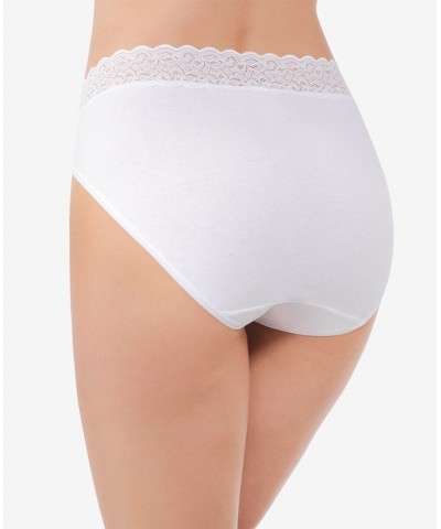 Flattering Lace Cotton Stretch Hi-Cut Brief Underwear 13395 Extended Sizes White $8.25 Panty