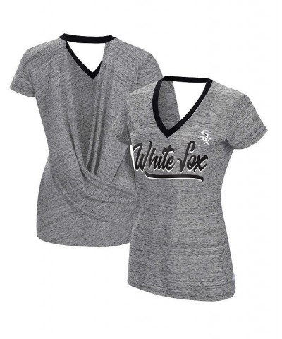 Women's Black Chicago White Sox Halftime Back Wrap Top V-Neck T-shirt Black $22.00 Tops