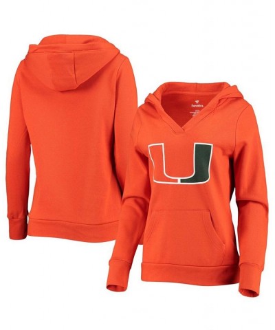 Plus Size Orange Miami Hurricanes Primary Logo V-Neck Pullover Hoodie Orange $33.59 Sweatshirts